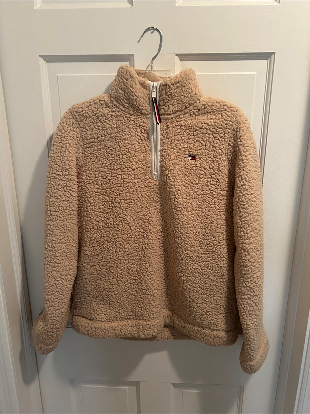 Tommy Hilfiger Beige Sherpa Half-Zip Pullover